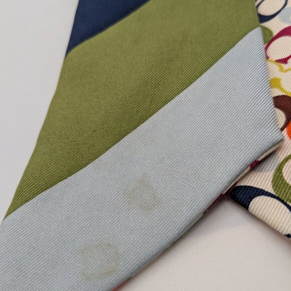 Coach Women’s Skinny 100% Silk Scarf Signature C Logo Print - Picture 8 of 11